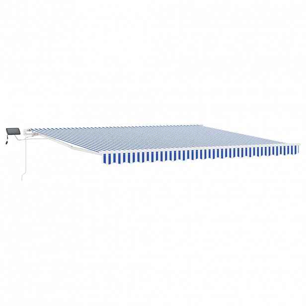 vidaXL Stahovací markýza Modrá a bílá 500 × 300 cm Polyester a hliník