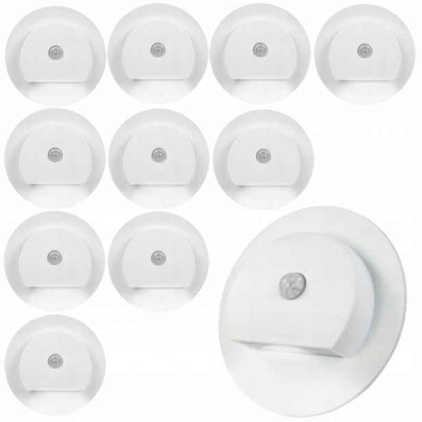 11X Led Schodišťová Lampa S Kulatým Rámem Na Schody 230V S Detektorem V Rámu