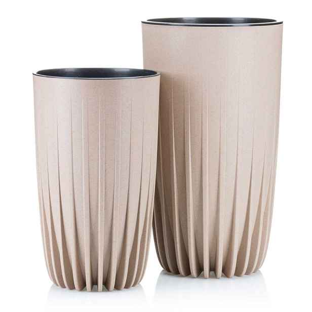 HowHomely Sada 2 květináčů STRIPPED ECO Latte