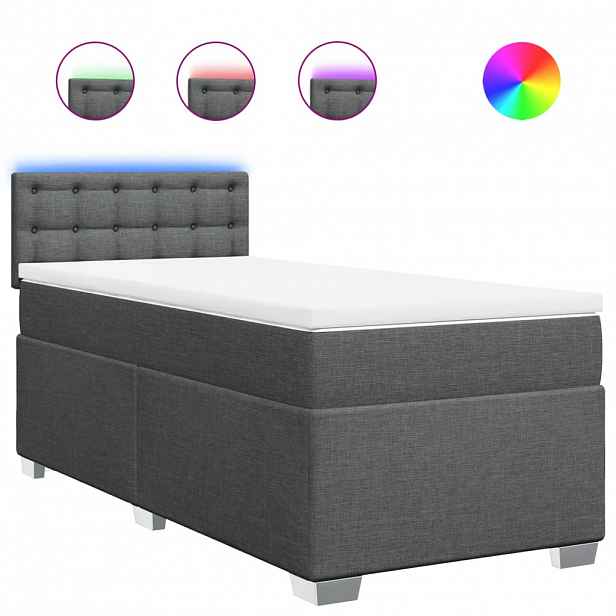 vidaXL Box spring postel s matrací tmavě šedá 90x200 cm textil