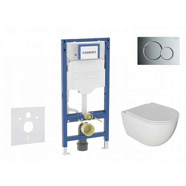Geberit Duofix - Set předstěnové instalace, klozetu Oudee a sedátka softclose, tlačítko Sigma01, lesklý chrom SANI11CA1120B