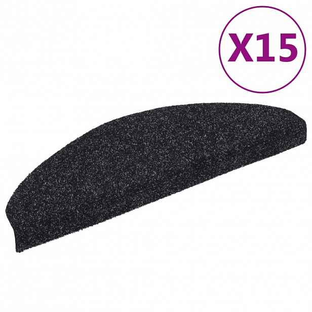 vidaXL Schodové rohože samolepicí 15 ks 65 x 21 x 4 cm černé, půlkulaté, velké