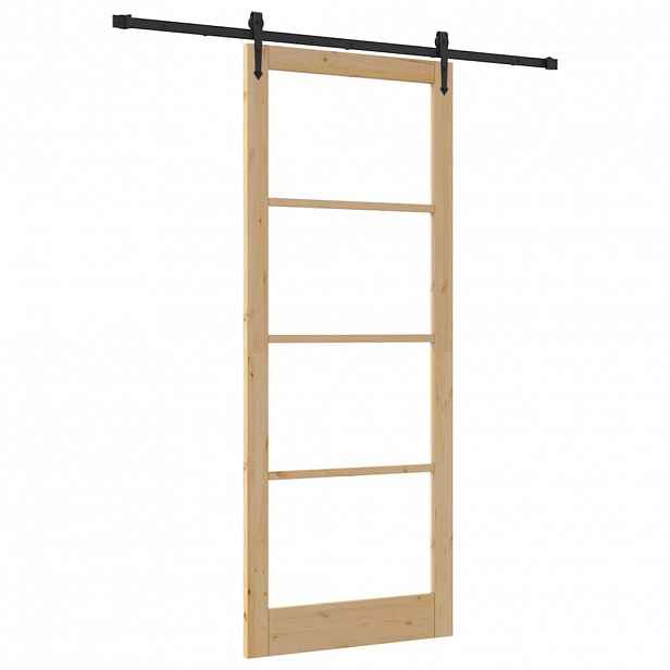 vidaXL Posuvné dveře 93 x 232 cm Masivní borové dřevo a sklo