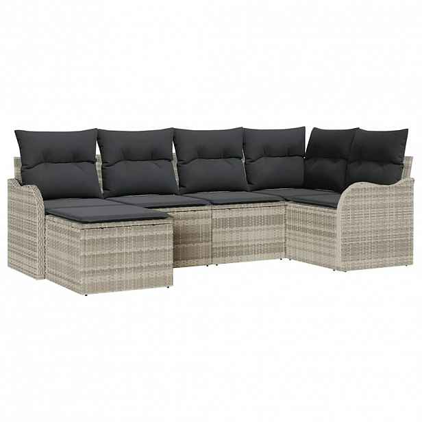 vidaXL Sada zahradních pohovek 6 pcs Světle šedá Poly ratan