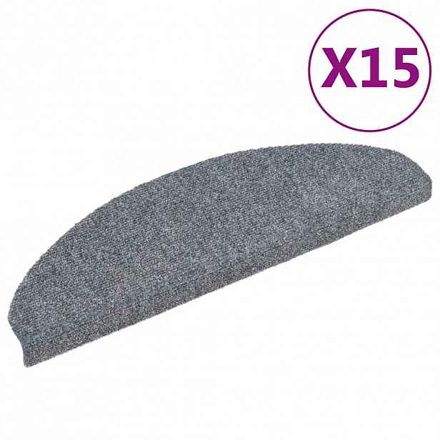 vidaXL Schodové rohože samolepicí 15 ks 65 x 21 x 4 cm světle šedé, půlkulaté, velké