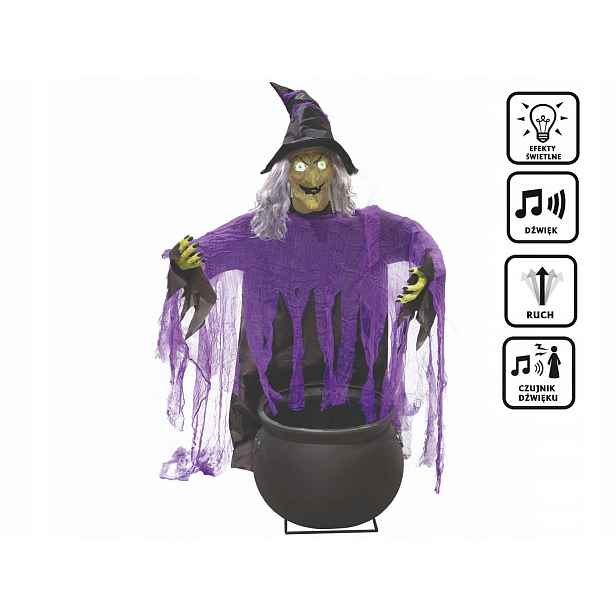 Dekorace čarodějnice s kotlem Halloween Čarodějnice