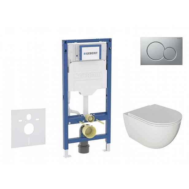 Geberit Duofix - Set předstěnové instalace, klozetu Oudee a sedátka softclose, tlačítko Sigma01, lakovaný matný chrom SANI11CA1123B