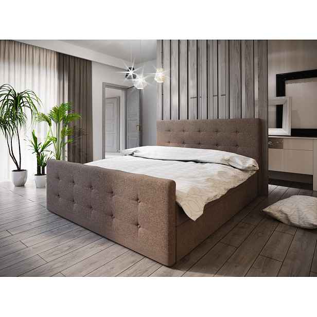 Boxspringová manželská postel VASILISA 1 - 200x200, hnědá