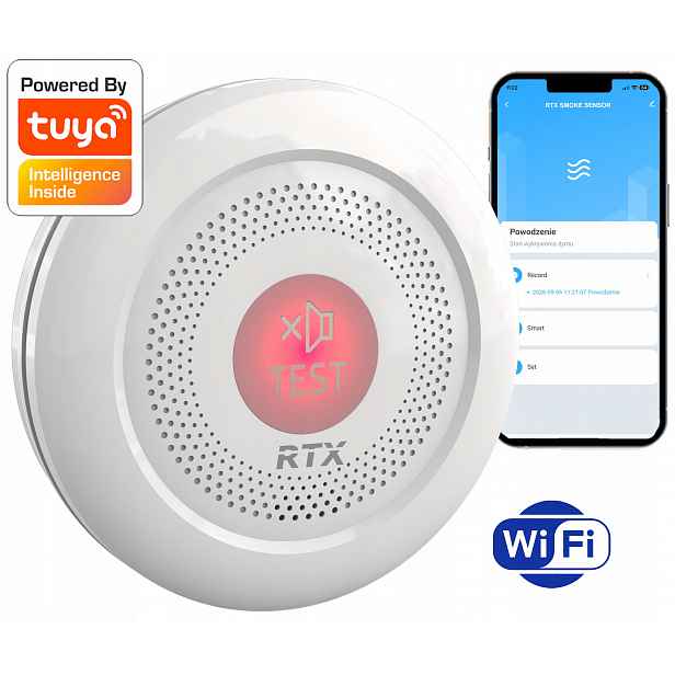 Detektor kouře Rtx Tuya WiFi #certifikáty Dbi Ce En DoP CoCP