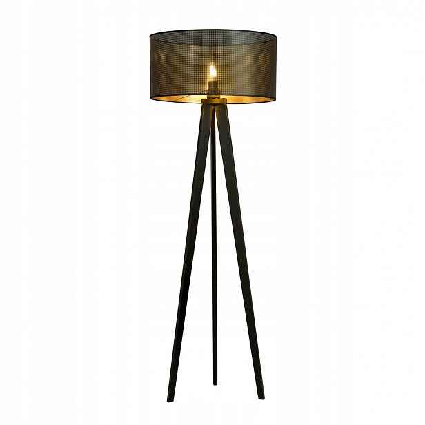 Podlahová lampa Aston černo-zlatá 150 cm, stínidlo, E27