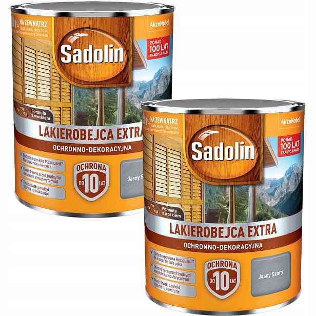 Set Sadolin Extra 2x0,75L Lakobejca Na Dřevo Světle Šedá 1,5L