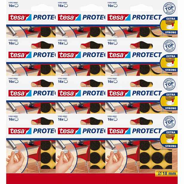 Tesa Samolepící plstěné podložky pod nábytek židle hnědé 18 mm 16 Ks x5