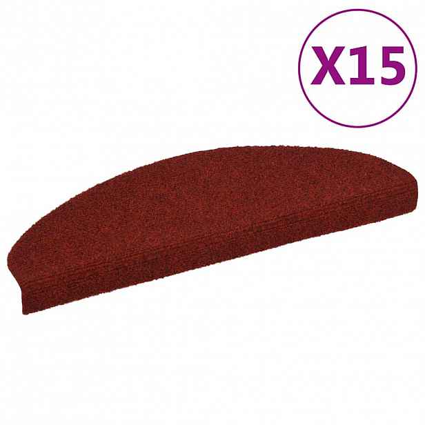 vidaXL Schodové rohože samolepicí 15 ks 65 x 21 x 4 cm vínově červené půlkulaté velké