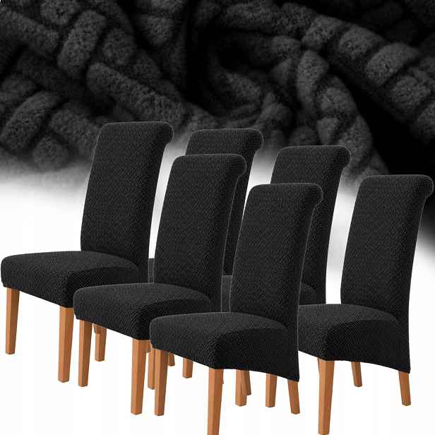 Potah Na Křeslo XXL Žakárová Jedlička 6 Ks Elastický Oeko-tex Černý
