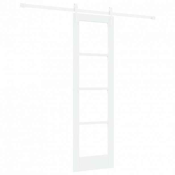 vidaXL Posuvné dveře 61 x 198,5 cm Masivní borové dřevo a sklo Bílá