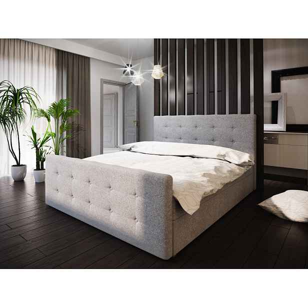 Boxspringová manželská postel VASILISA 1 - 200x200, šedá