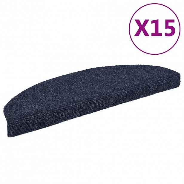 vidaXL Schodové rohože samolepicí 15 ks 65 x 21 x 4 cm modré, půlkulaté, velké