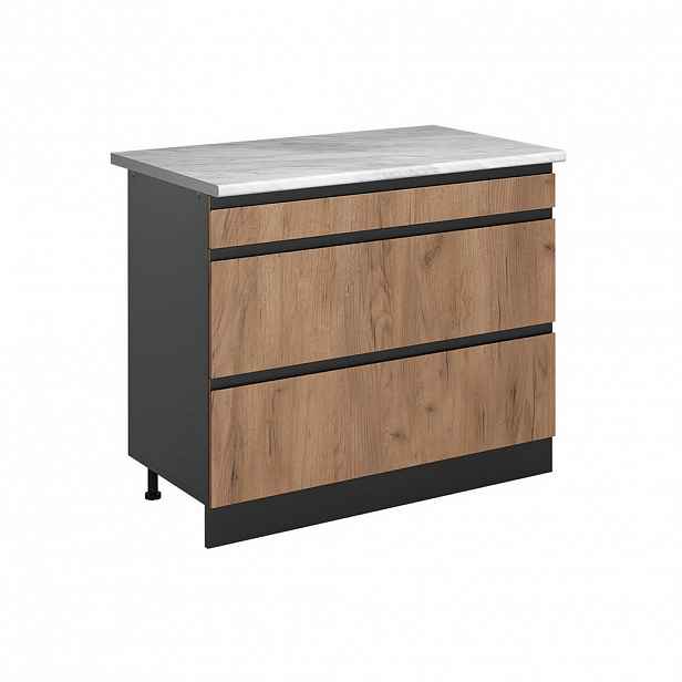 Vicco SPODNÍ SKŘÍŇKA KUCHYŇSKÉ LINKY R-Line, Zlatý mocný dub/Antracit, 100 cm pracovná doska Mramor