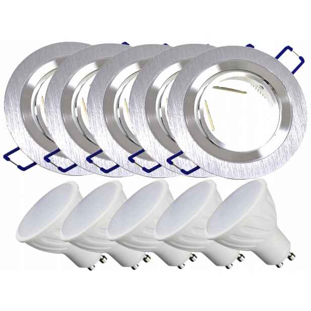 5x Aluminiová Lampička Inox Ocel Kartáčovaná Led Žárovky 1,5W