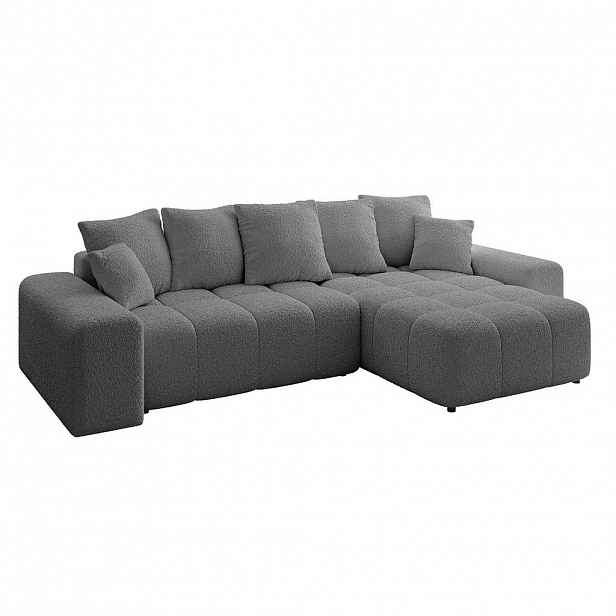 ALTDECOR ROHOVÁ SEDACÍ SOUPRAVA s otomanem vpravo ENIL-L 297x189x68 šedá buklé