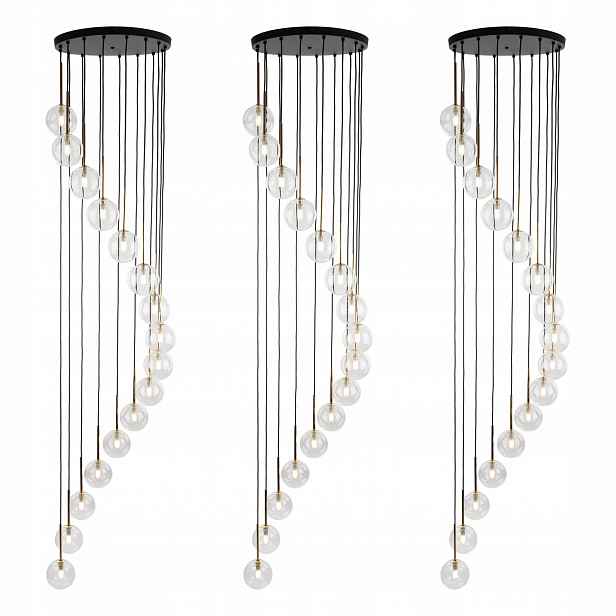 Tk Lighting Sada 3x závěsné svítidlo Moderní černá průhledná
