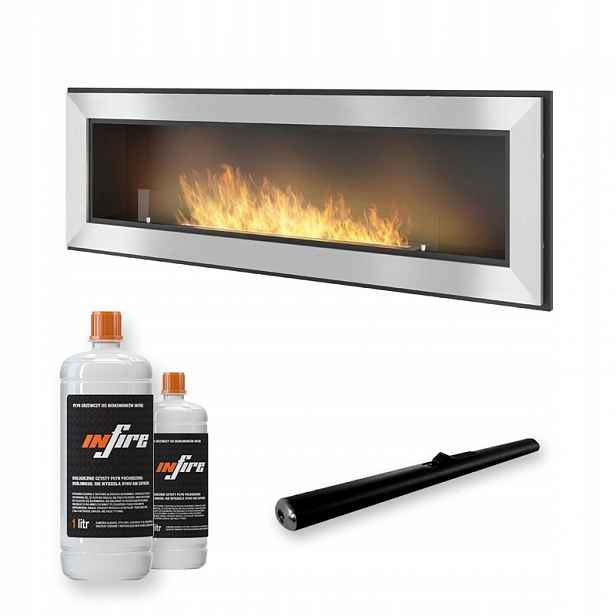 Vestavný závěsný biokrb Frame 1500 Inox se sklem Simplefire Infire In