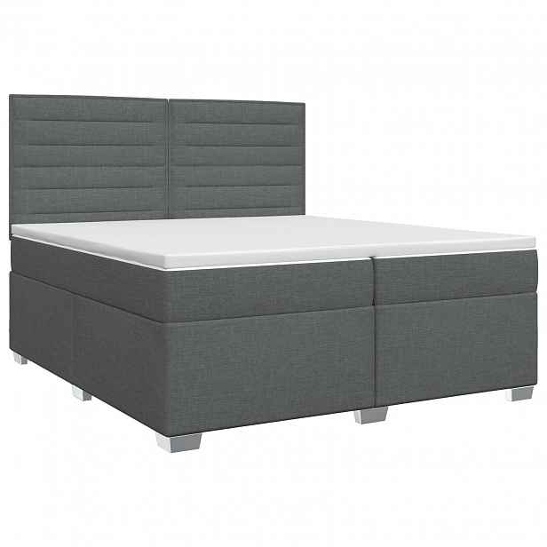 vidaXL Postel boxspring s matrací Tmavě šedá 200 x 200 cm Textil