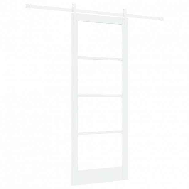 vidaXL Posuvné dveře 83 x 211 cm Masivní borové dřevo a sklo Bílá