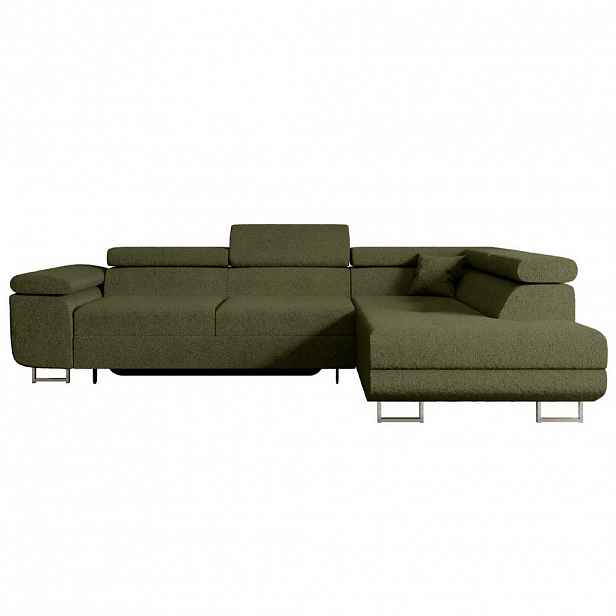 ALTDECOR ROHOVÁ SEDACÍ SOUPRAVA s funkcí lůžka a úložným prostorem GUSA-L 272x202x107 cm zelená buklé