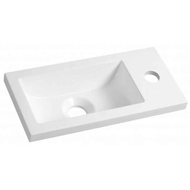Aqualine - Umývátko 37x18 cm, bez přepadu, otvor pro baterii, bílá LM370