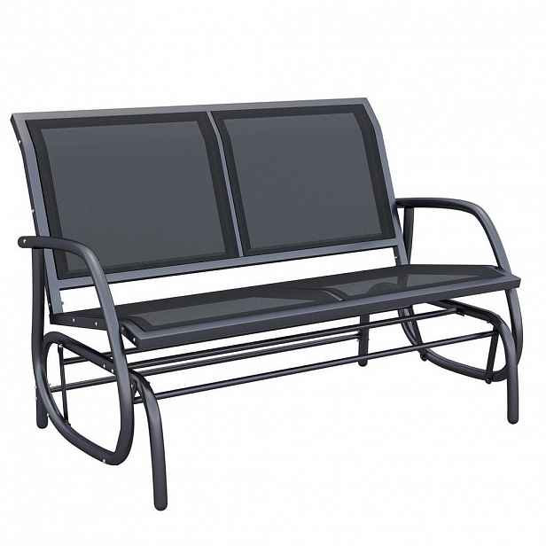 OKWISH ZAHRADNÍ houpací lavice 120/70/85 cm černá z kovu pro 2 osoby