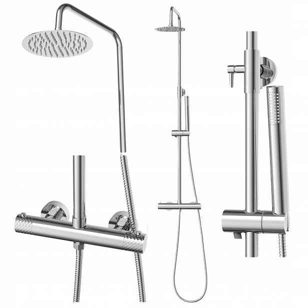 Sprchový termostatický set Glami s dešťovou sprchou, chrom