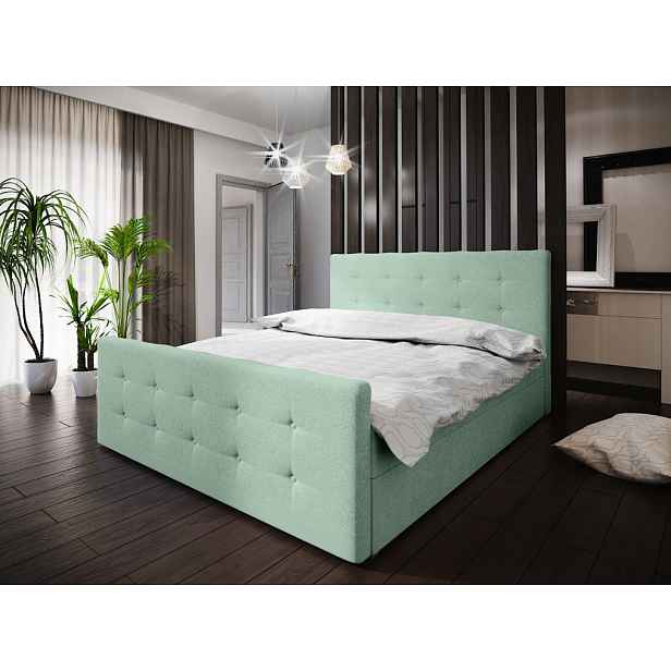 Boxspringová manželská postel VASILISA 1 - 200x200, světle zelená