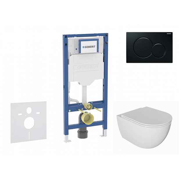 Geberit Duofix - Set předstěnové instalace, klozetu Oudee a sedátka softclose, tlačítko Sigma01, černá SANI11CA5133B