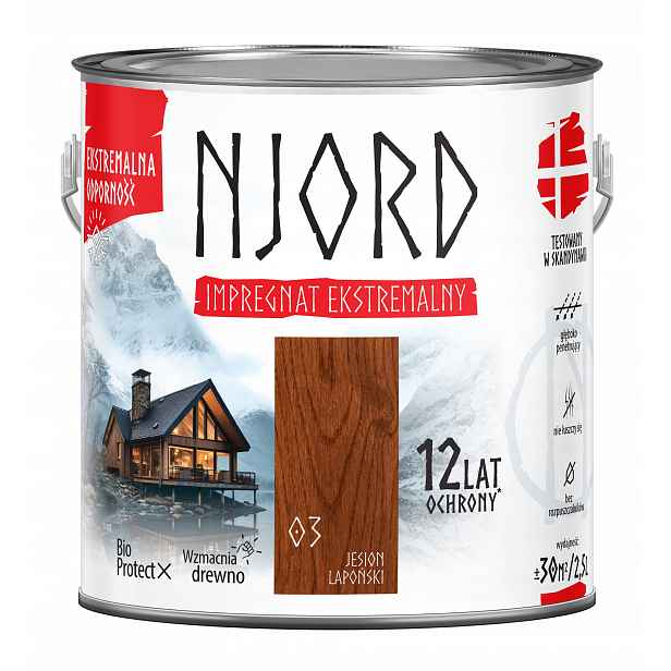 Njord Extrémní Ochranný Impregnát Na Dřevo Jasan Laponský 2,5 L