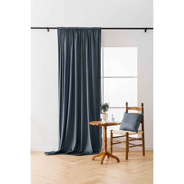 Tmavě šedý zatemňovací závěs VELVET 135x250 cm Zavěšení: Řasící páska