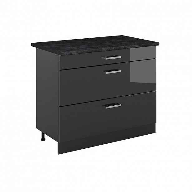 Vicco SPODNÍ SKŘÍŇKA KUCHYŇSKÉ LINKY R-Line, Antracitový vysoký lesk/Antracit, 100 cm pracovná doska antracitová
