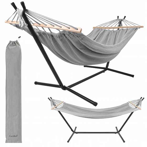Zahradní houpací síť Dvoumístná závěsný rám Velký 200 x 150 cm XXL Silný 250 kg