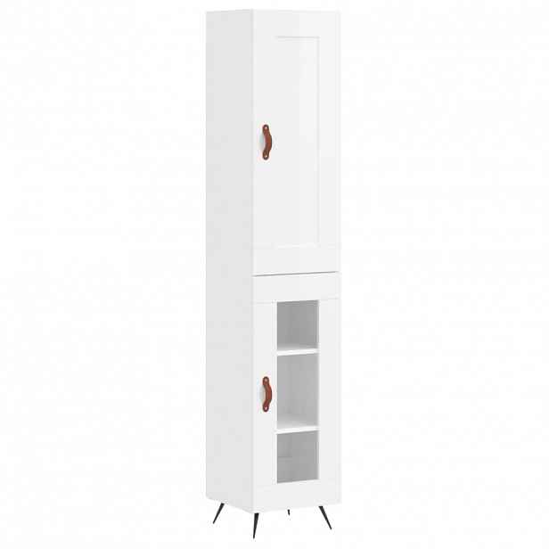 vidaXL Skříň highboard bílá s vysokým leskem 34,5x34x180 cm kompozit