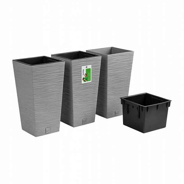 3 x Květináč na květiny Květináč Furu DFSH240 Šedý