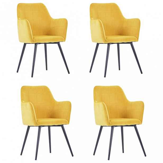 Jídelní židle 4 ks samet / ocel Žlutá