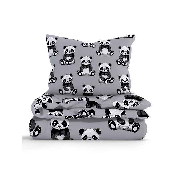 MKLuzkoviny.cz Prodloužené bavlněné povlečení Renforcé - Panda- 140 × 220 cm - 70 x 90 cm