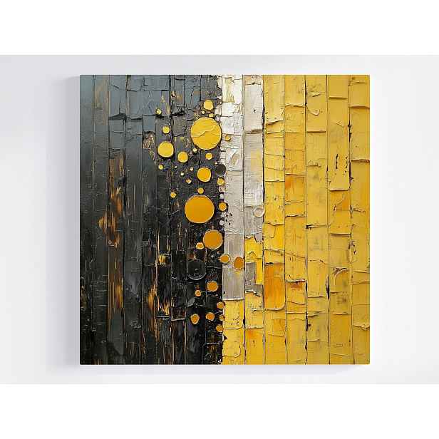 Obraz Na Plátně Canvas Abstrakce Geometrie Černá Zlato Pásy Kola 50x50