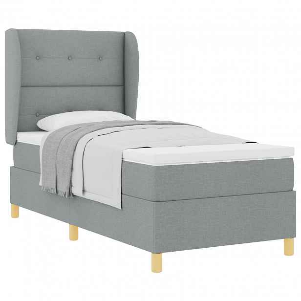 vidaXL Postel s boxspringem s čelo Světle šedá 200 x 80 cm textil