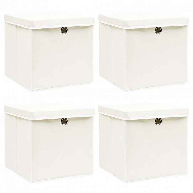 vidaXL Úložné boxy s víky 4 ks bílé 32 x 32 x 32 cm textil