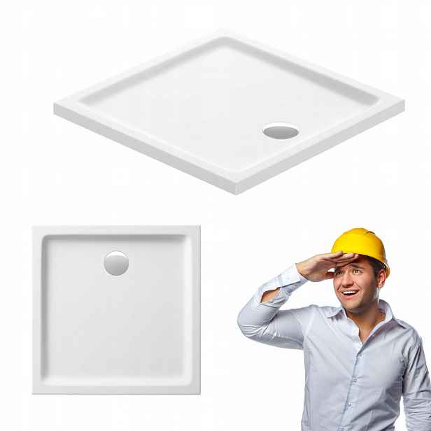 Cersanit Čtvercová sprchová vanička 90x90x4 Tako z akrylu – bílá, boční odtok