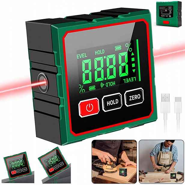 Digitální Úhloměr 3.7 V, Rozsah 360° S LCD Displejem
