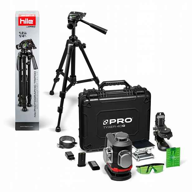 Křížový laser 360 Tyxer 4DG SadaPLUS stativ pro laser Hl L1201 zelená