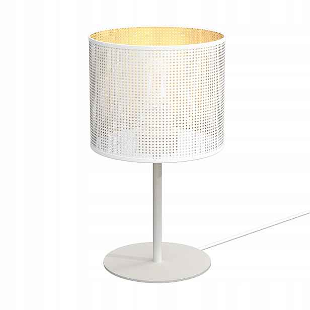 Loftová stolní lampa bílá zlatá, síťované stínítko do ložnice 34 Luminex