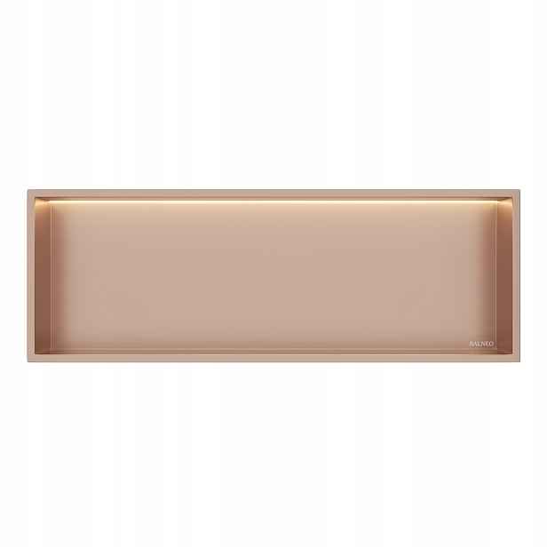 Ocelová koupelnová polička Wall-box One Copper s Led 30x90x10 cm